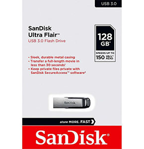 SanDisk Ultra Flair 128GB USB 3.0 150 MB/s Flash Drive (SDCZ73-0128G-G46)