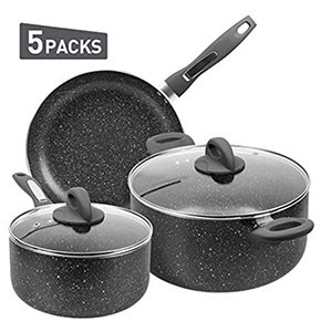 New 5 Pieces Cookware Set - Non Stick Cooking Pots