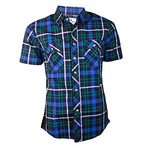 Mens Navy Blue Cargo Checked Casual Shirt