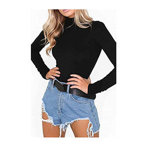 Black Stretchy Turtle Neck Top