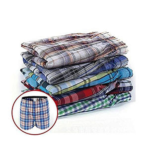 Fashion Boxer Shorts - 3 single pieces -Checked Cotton Boxers (Colour may vary)