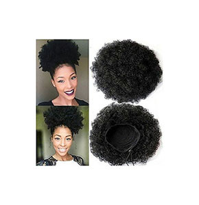 Afro-Female Fluffy Curly Synthetic Wig - Black bun