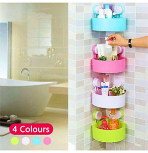 Bathroom Corner Storage Rack Organizer Shower Shelf Suction Cup