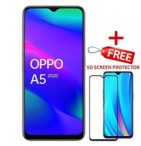 OPPO A5 (2020) -6.5,128GB+4GB RAM,12+8+2MP,Dual SIM - White +FREE 5D SCREEN PROTECTOR